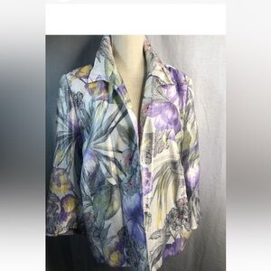 Alfred Dunner Floral Purple Green Long Sleeve Blazer Size 18